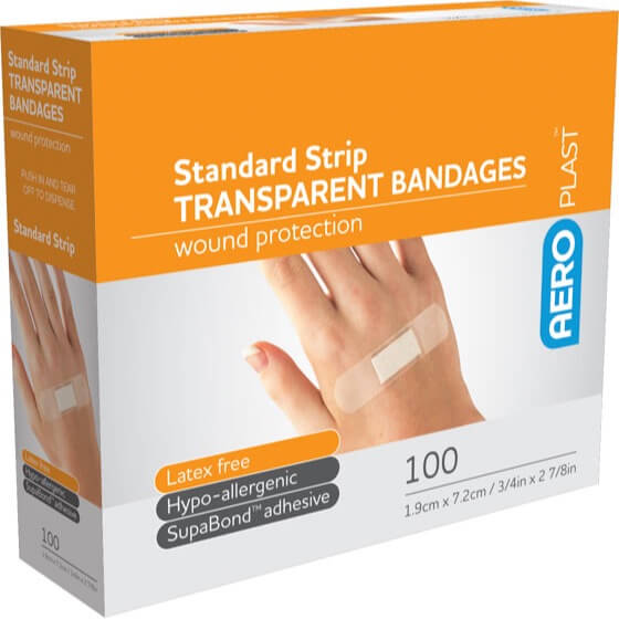 Aeroplast Transparent Standard Strip Box 100 - Product image at LFA First Response